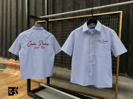 Boxy Fit Striped Short-Sleeve Shirt